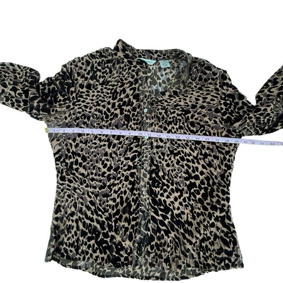 Laura Ashley Burnout Velvet Silk Blend Blouse Size 6 Flip Cuffs Goth Y2K - Picture 9 of 11